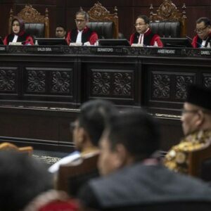 MK Belum Tentu Jadikan 14 Amicus Curiae yang Diterima Sebagai Pertimbangan Sengketa Hasil Pilpres. (ANTARA FOTO/Aprillio Akbar).